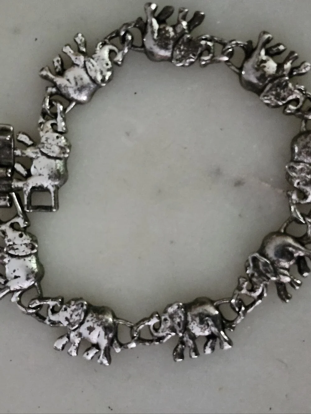 Silver Tone Elephant Link Bracelet